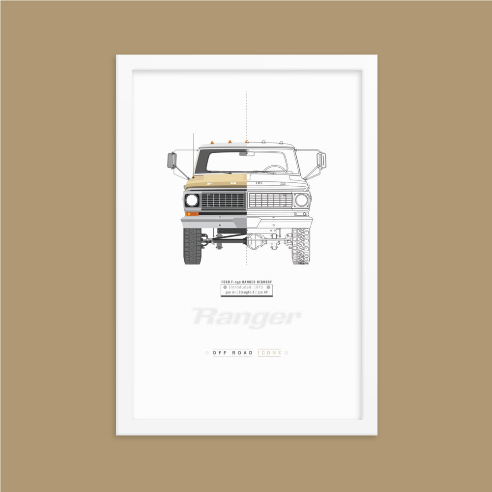F-250 Ranger, split view, Matte Framed poster