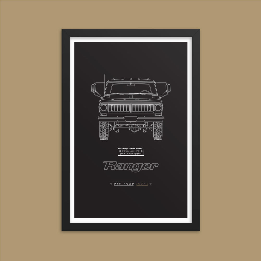 F-250 Ranger, dark blueprint - Matte Framed poster