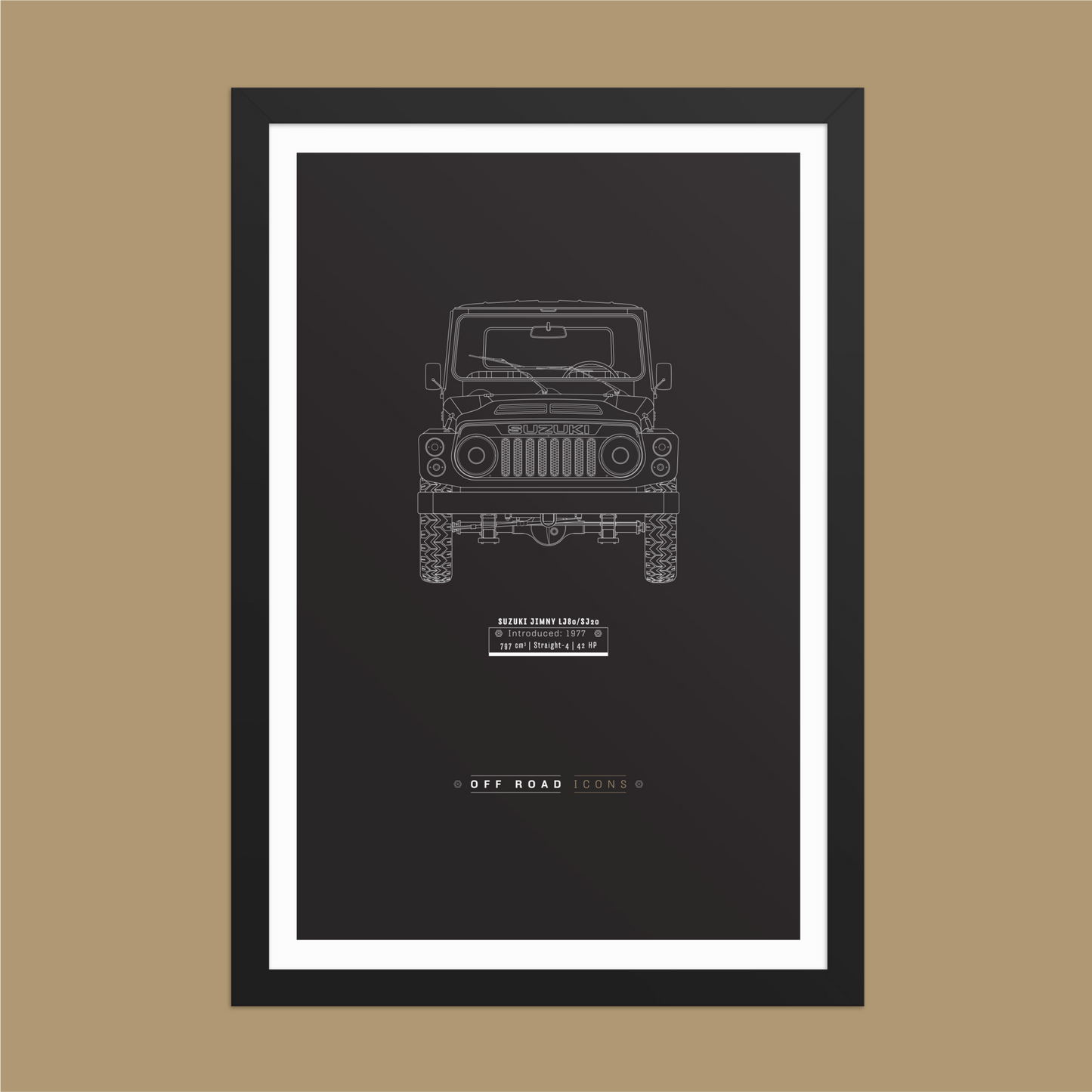 Jimny LJ80, dark blueprint - Matte Framed poster