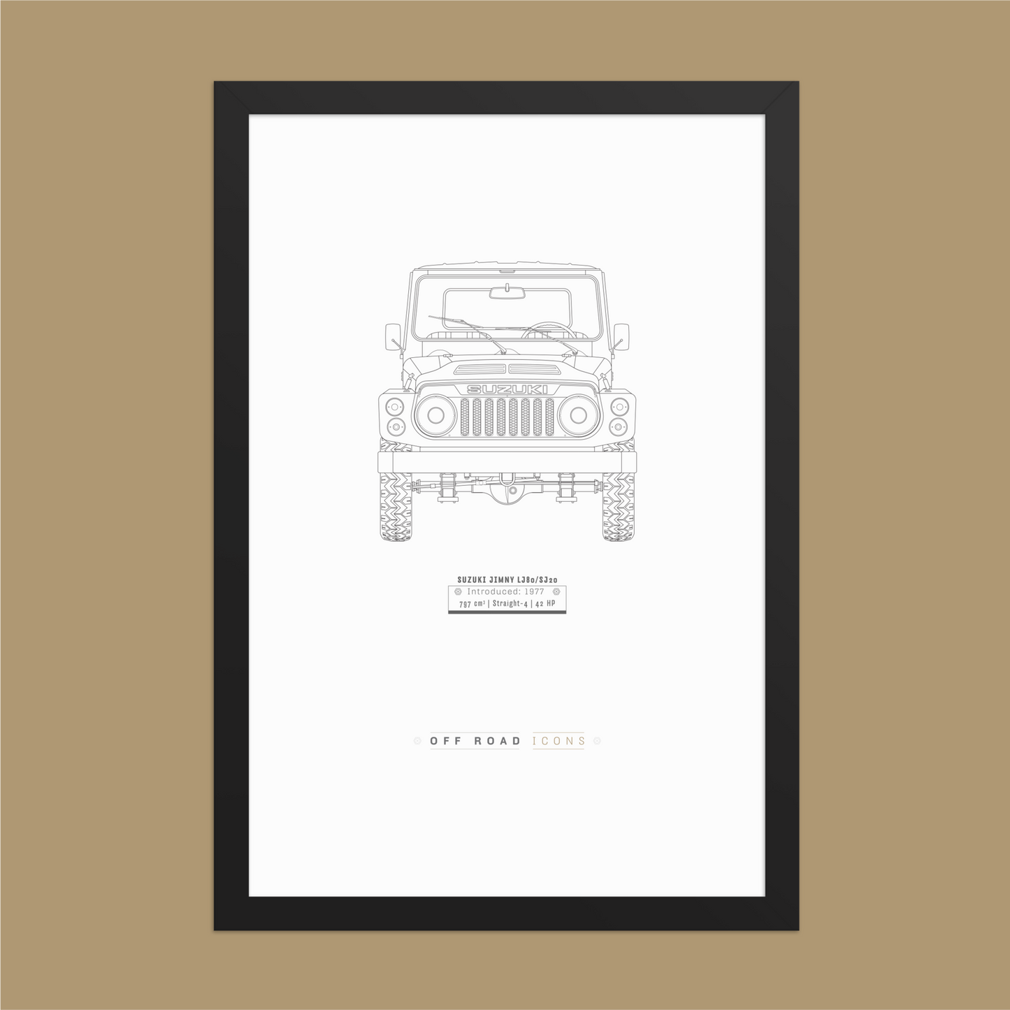 Jimny LJ80, clean blueprint Matte Framed poster
