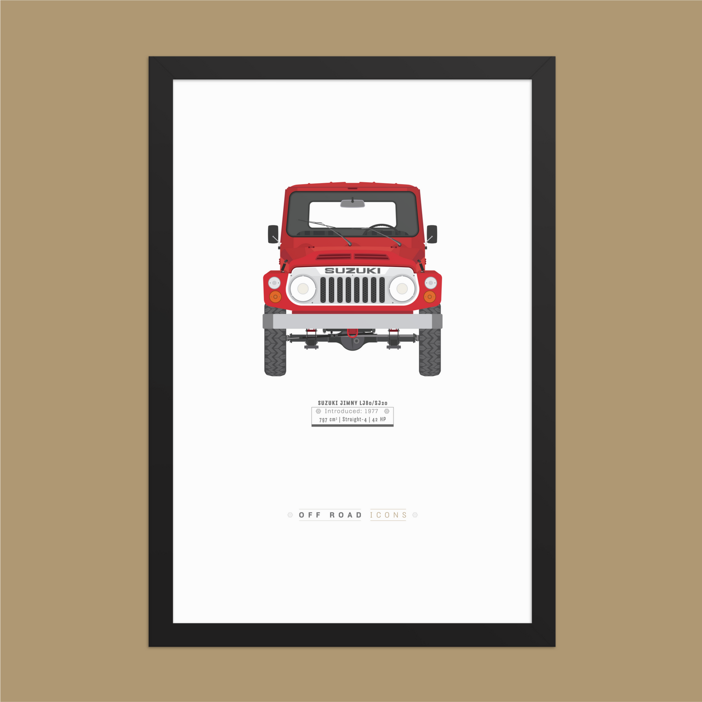 Jimny LJ80, Panama Red - Matte Framed poster