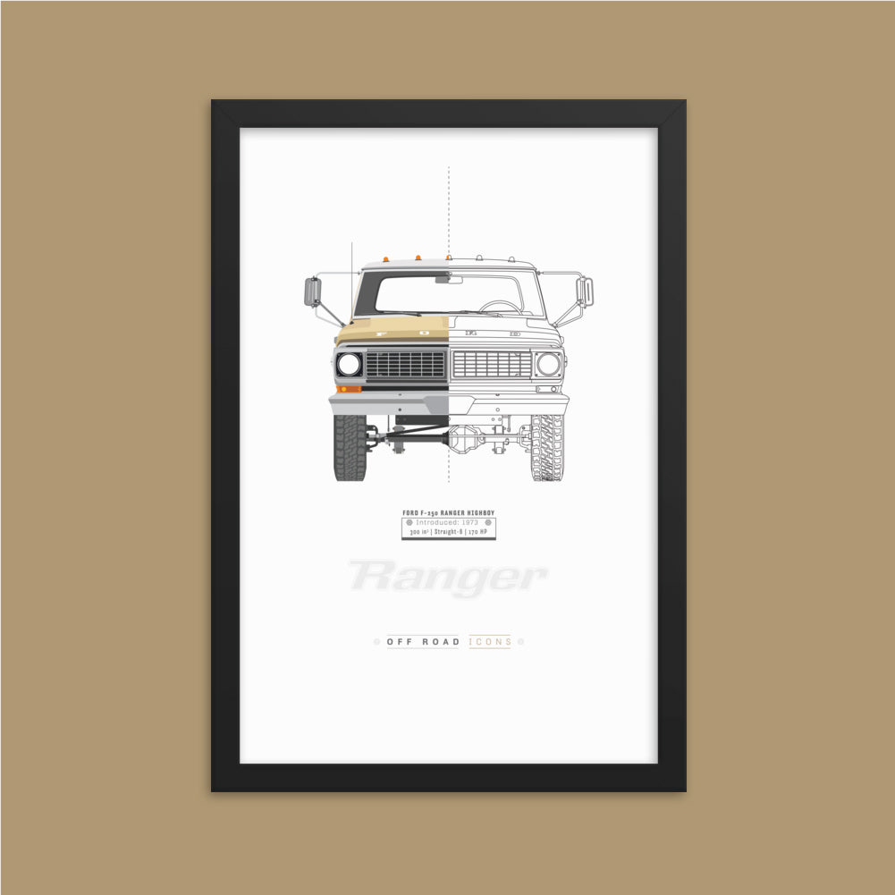 F-250 Ranger, split view, Matte Framed poster