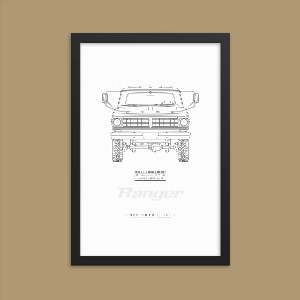 F-250 Ranger, clean blueprint - Matte Framed poster