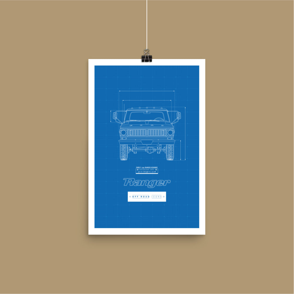 F-250 Ranger, blueprint - Matte Poster