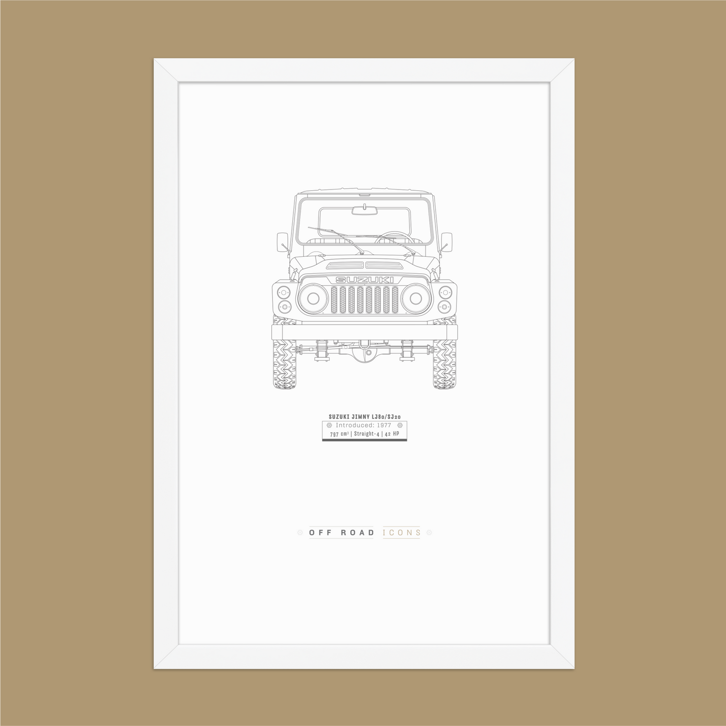 Jimny LJ80, clean blueprint Matte Framed poster