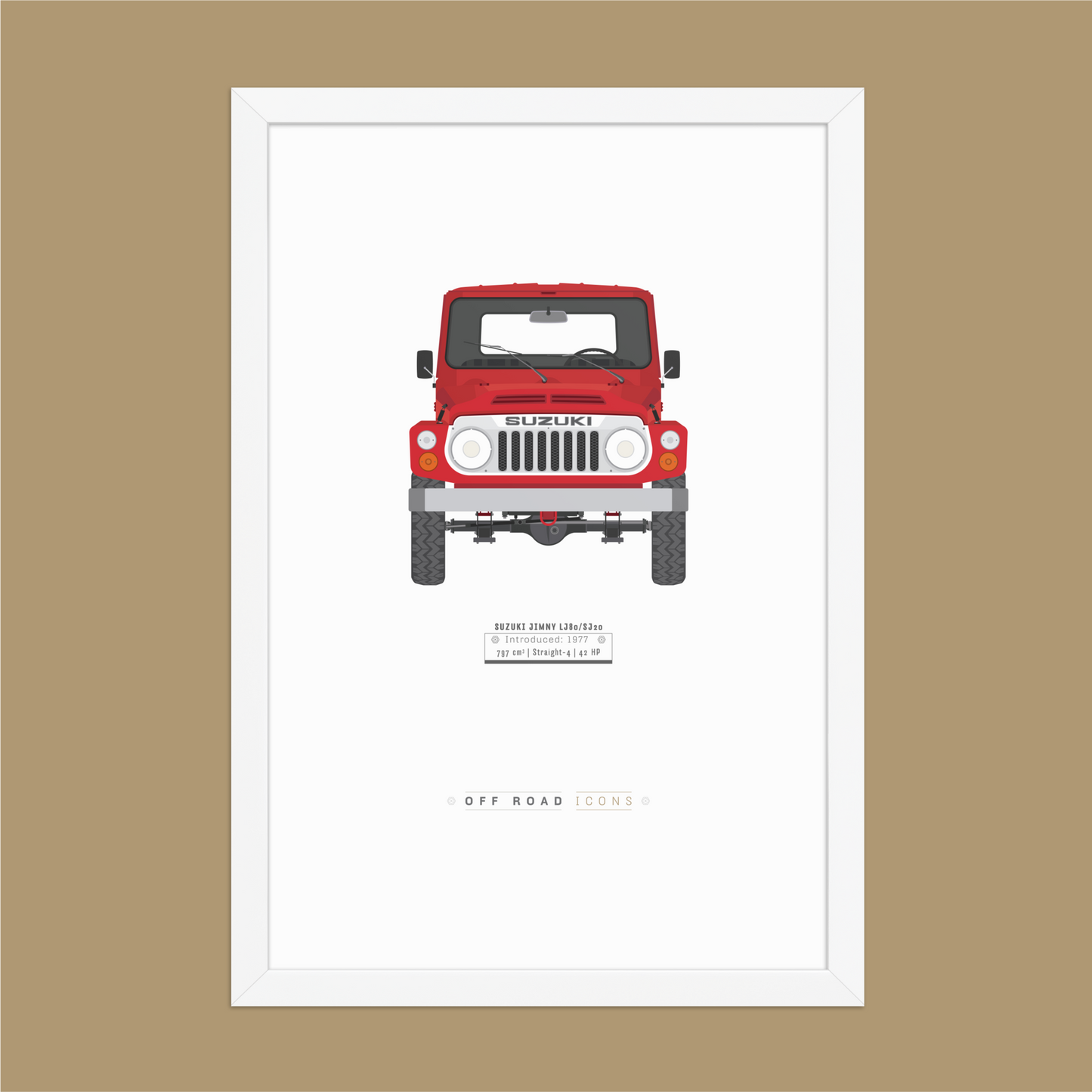 Jimny LJ80, Panama Red - Matte Framed poster