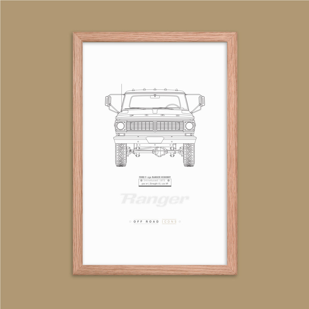 F-250 Ranger, clean blueprint - Matte Framed poster