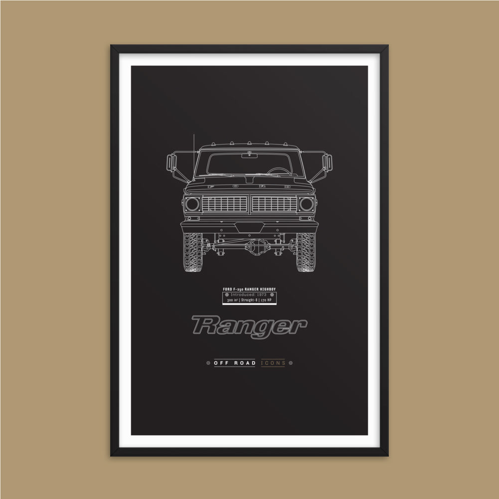 F-250 Ranger, dark blueprint - Matte Framed poster