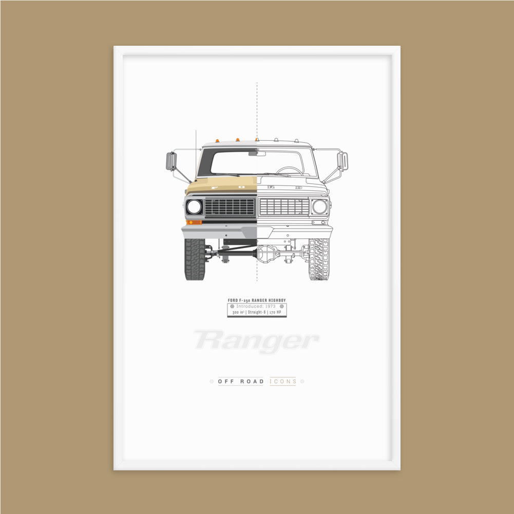 F-250 Ranger, split view, Matte Framed poster