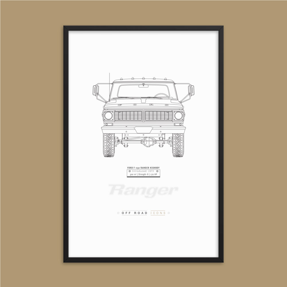 F-250 Ranger, clean blueprint - Matte Framed poster