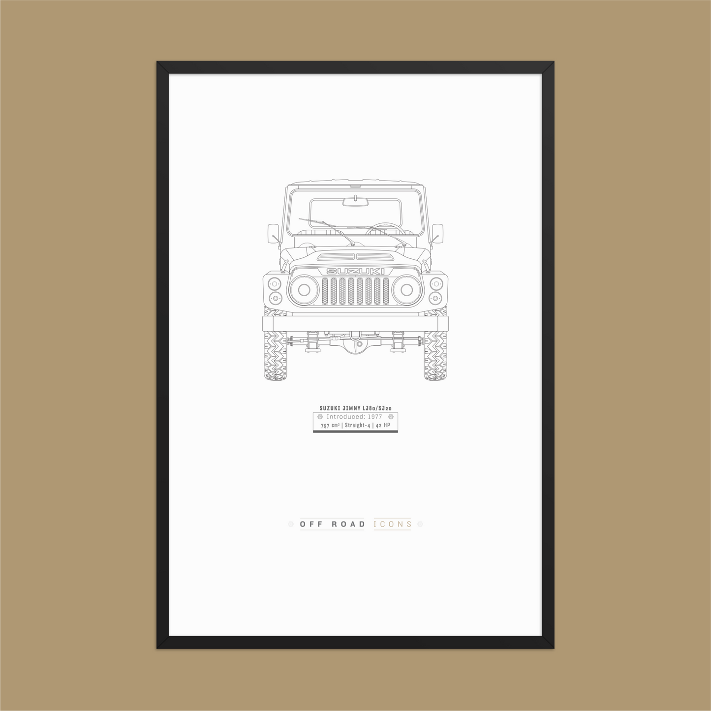 Jimny LJ80, clean blueprint Matte Framed poster