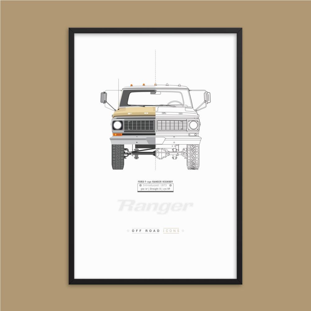 F-250 Ranger, split view, Matte Framed poster
