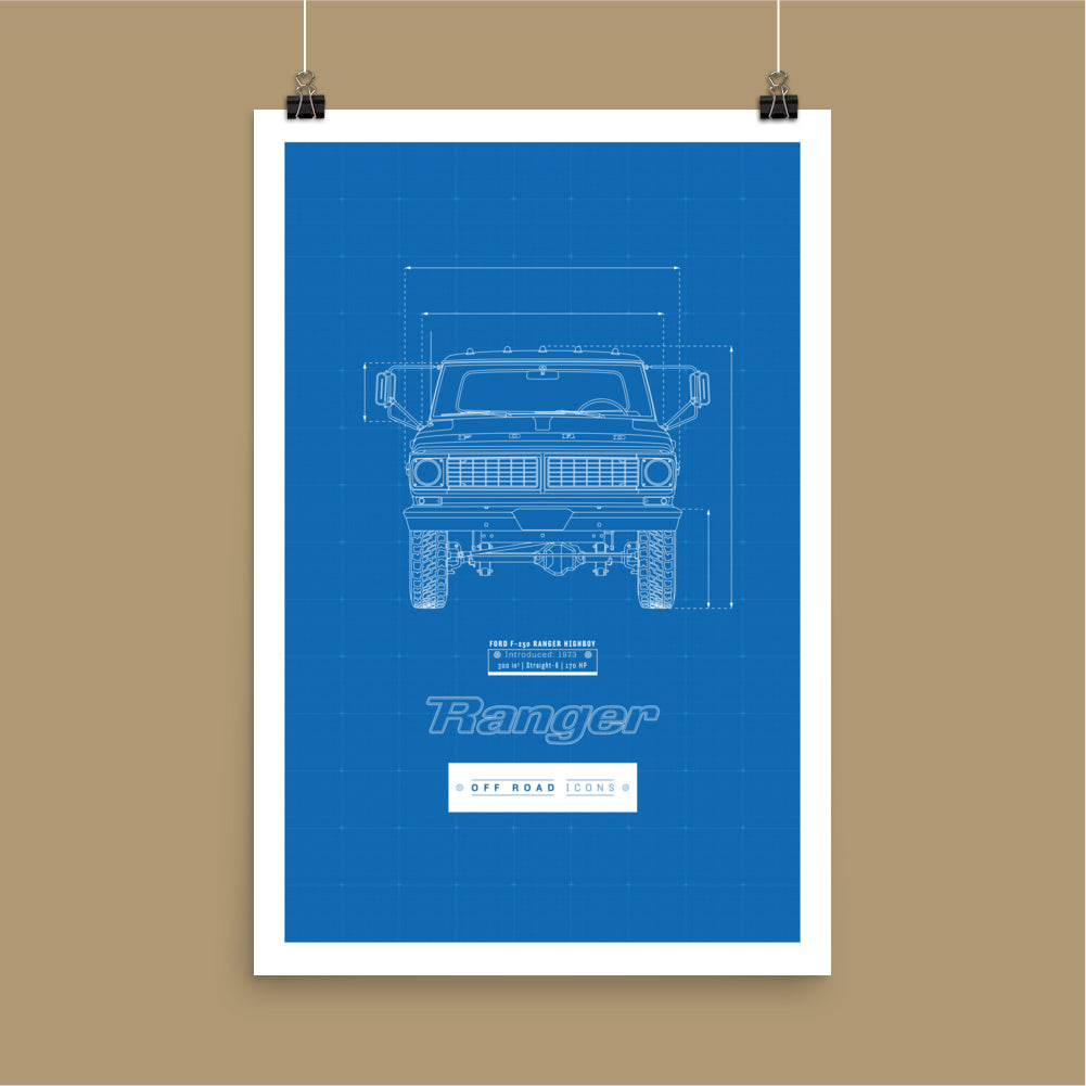 F-250 Ranger, blueprint - Matte Poster