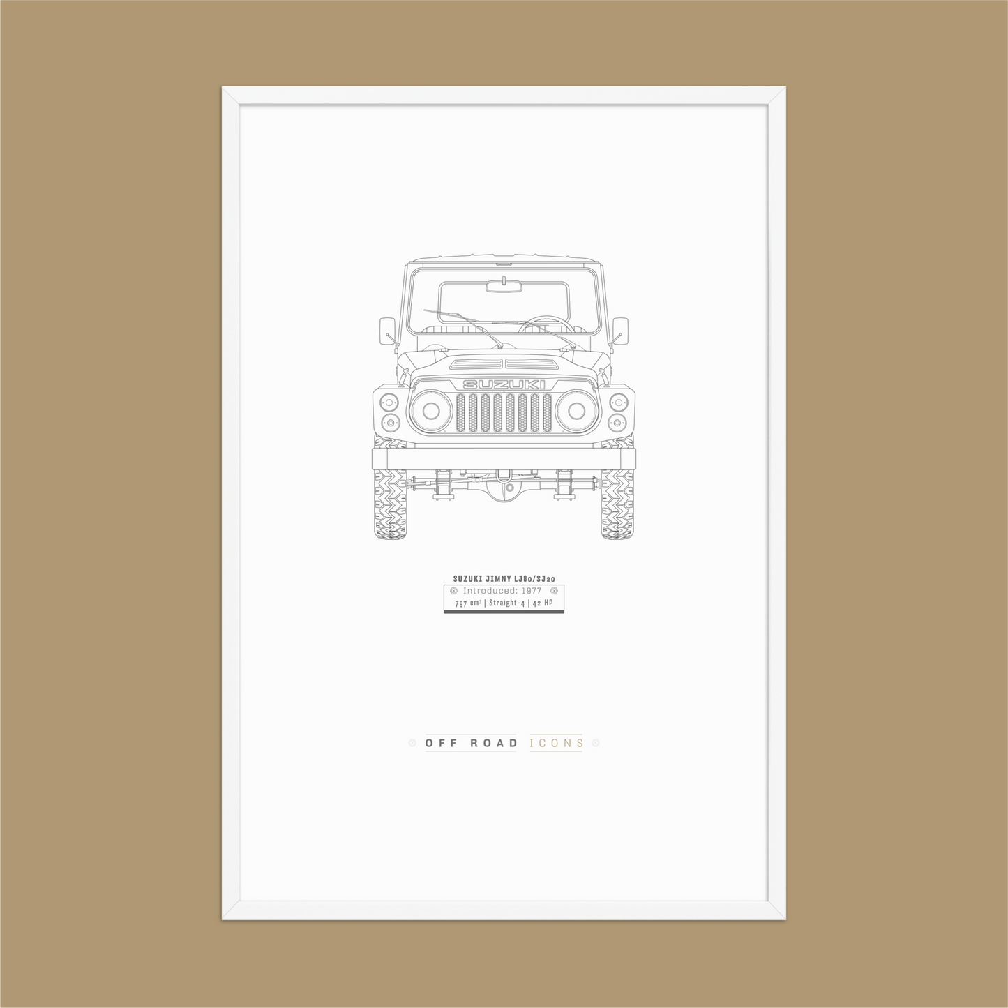 Jimny LJ80, clean blueprint Matte Framed poster