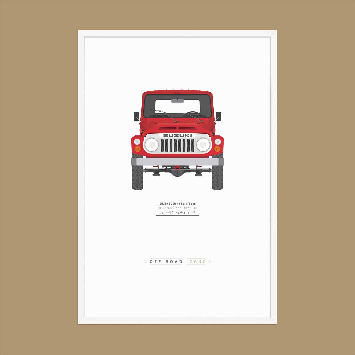 Jimny LJ80, Panama Red - Matte Framed poster