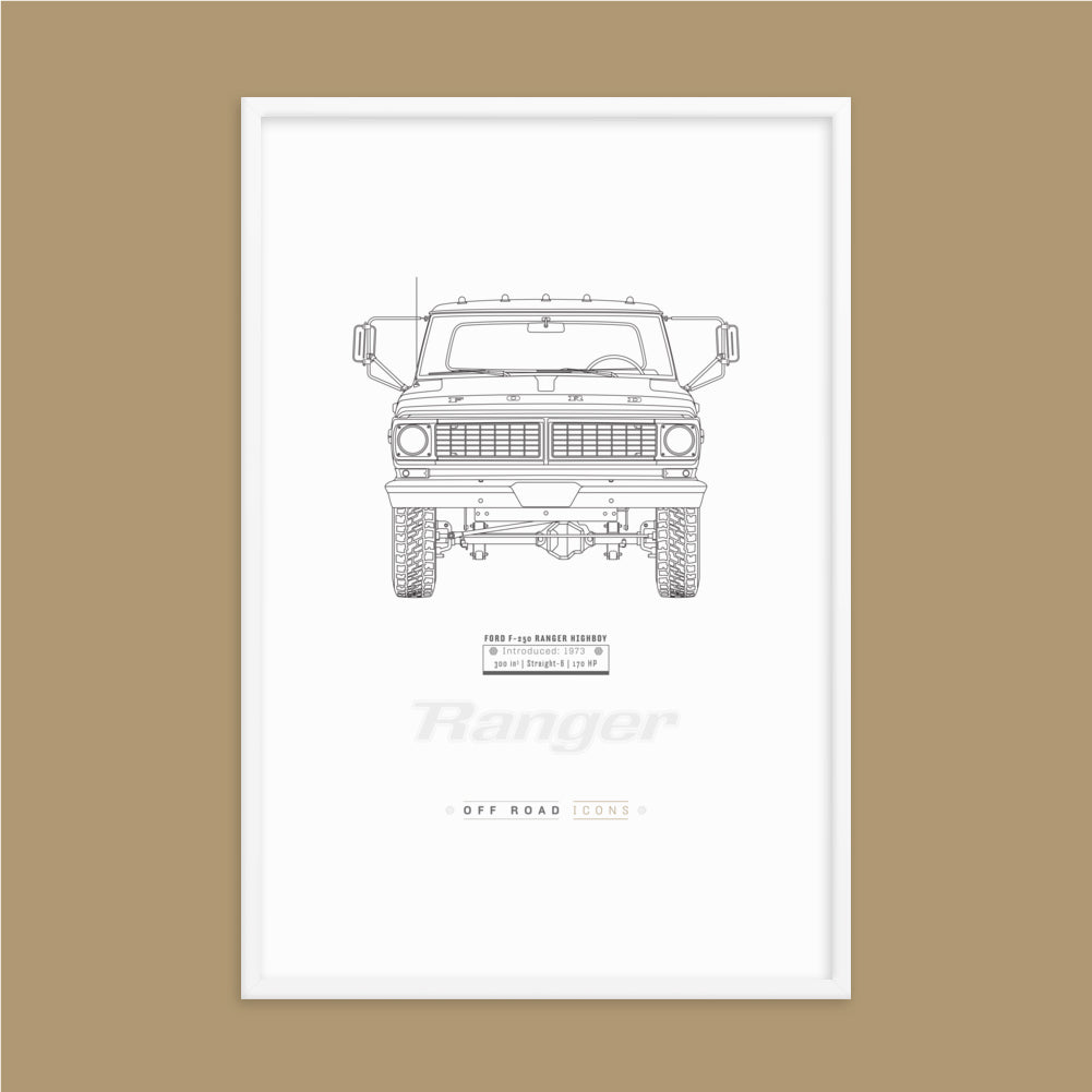F-250 Ranger, clean blueprint - Matte Framed poster