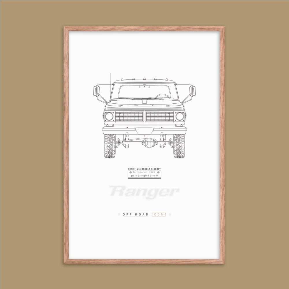 F-250 Ranger, clean blueprint - Matte Framed poster