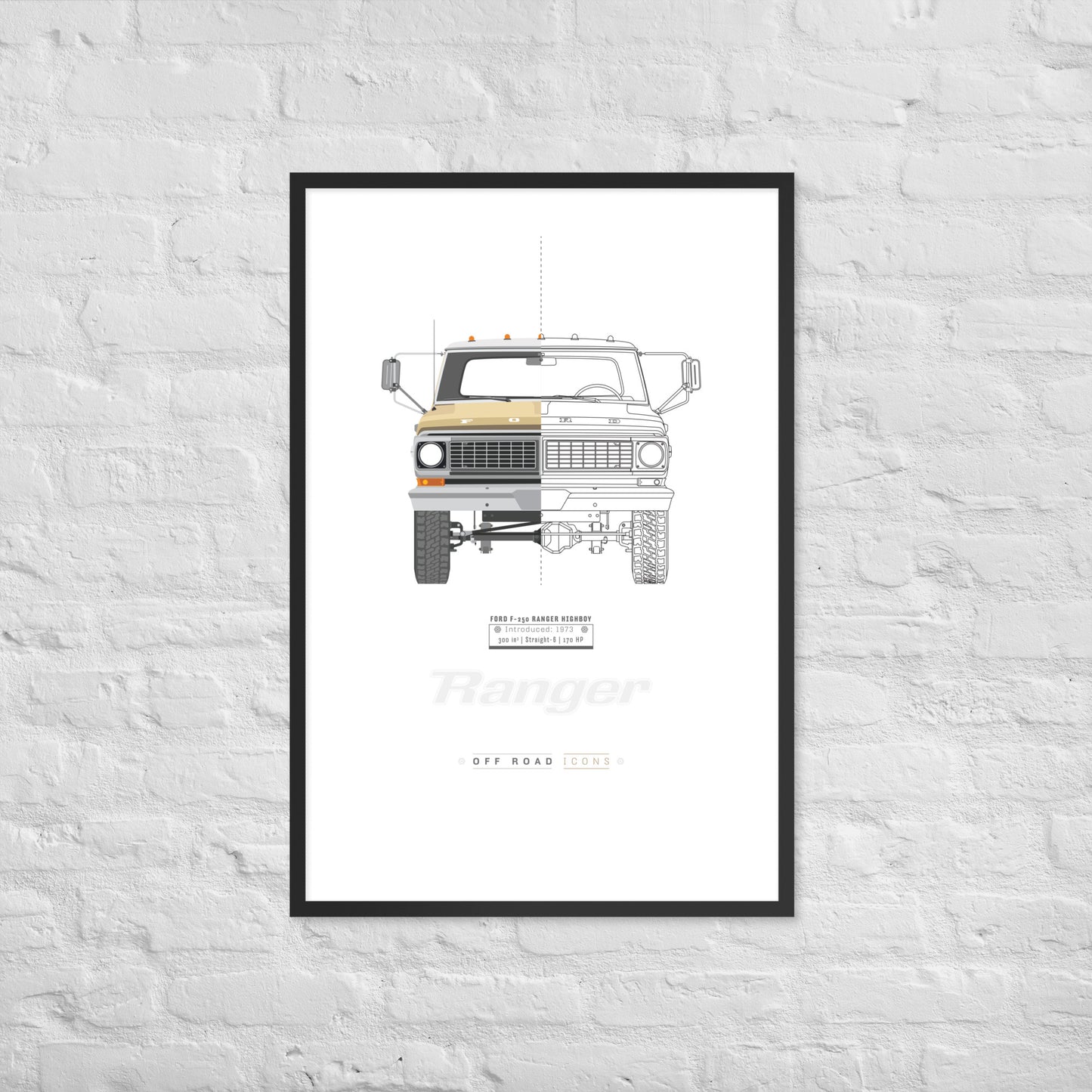 F-250 Ranger, split view, Matte Framed poster