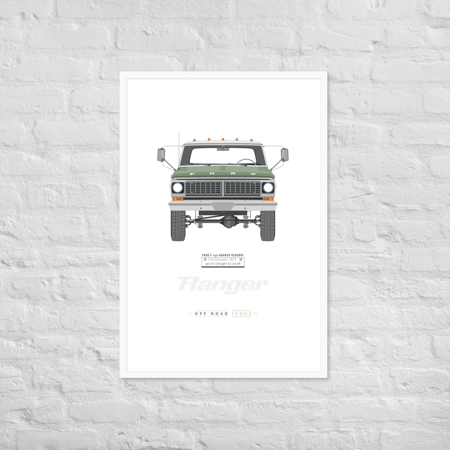 F-250 Ranger, lime gold poly - Matte Framed poster