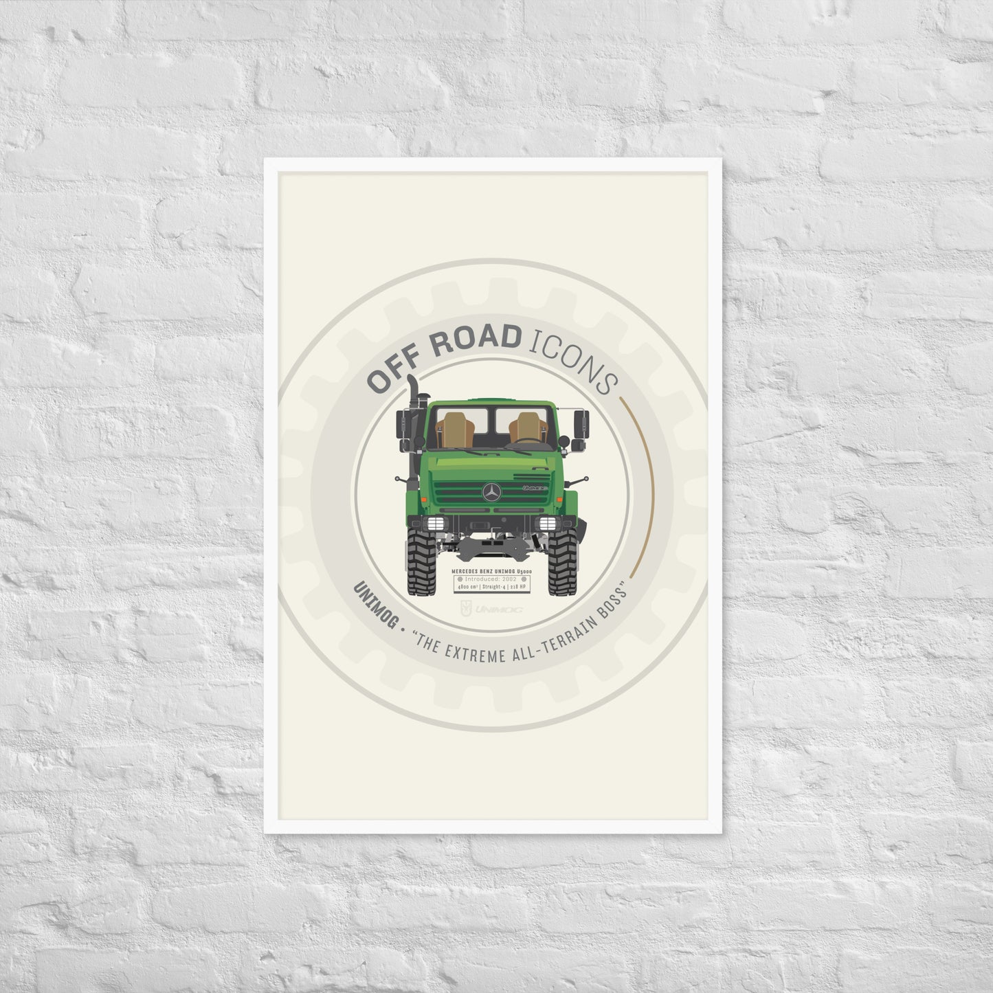 Unimog, wheel badge - Matte Framed poster