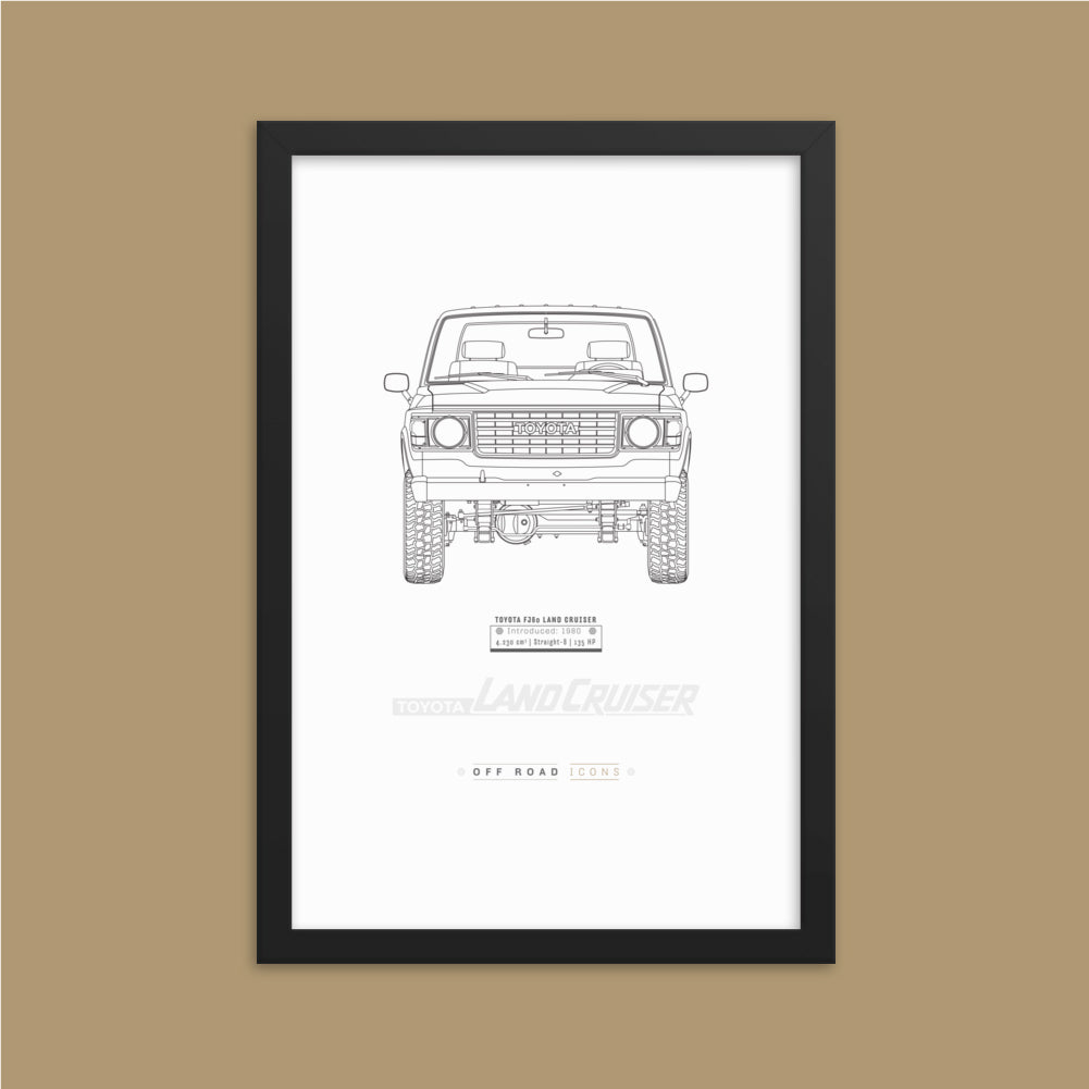 FJ60, clean blueprint - Matte Framed poster