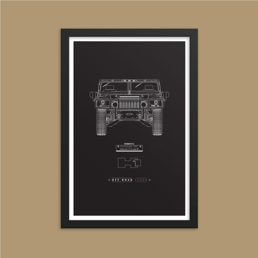 H1, dark blueprint - Matte Framed poster