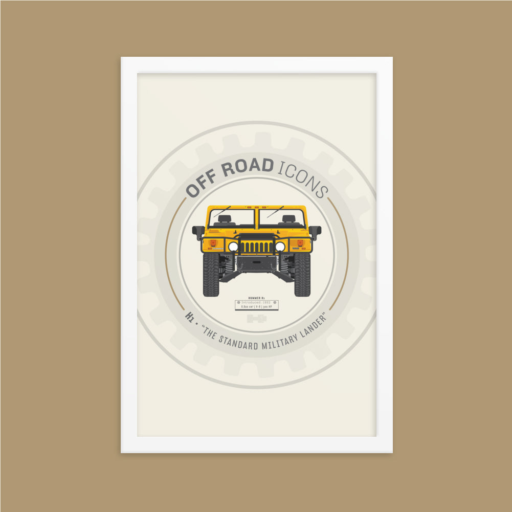 H1, wheel badge - Matte Framed poster