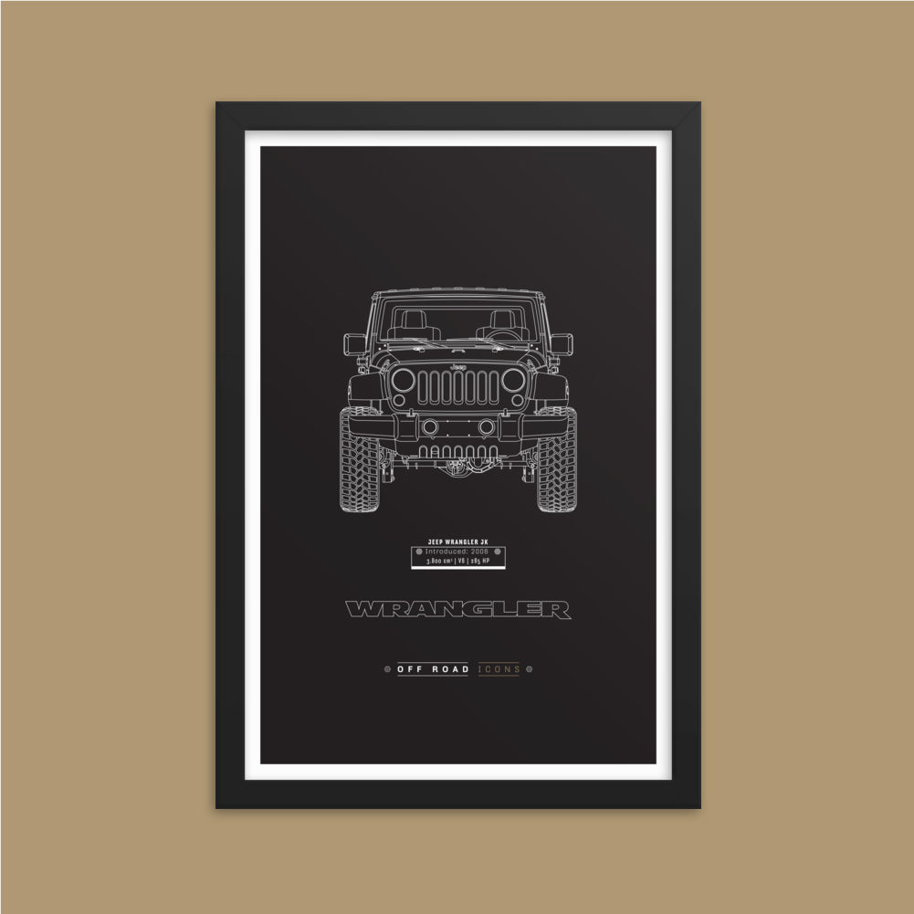 Wrangler, dark blueprint - Matte Framed poster