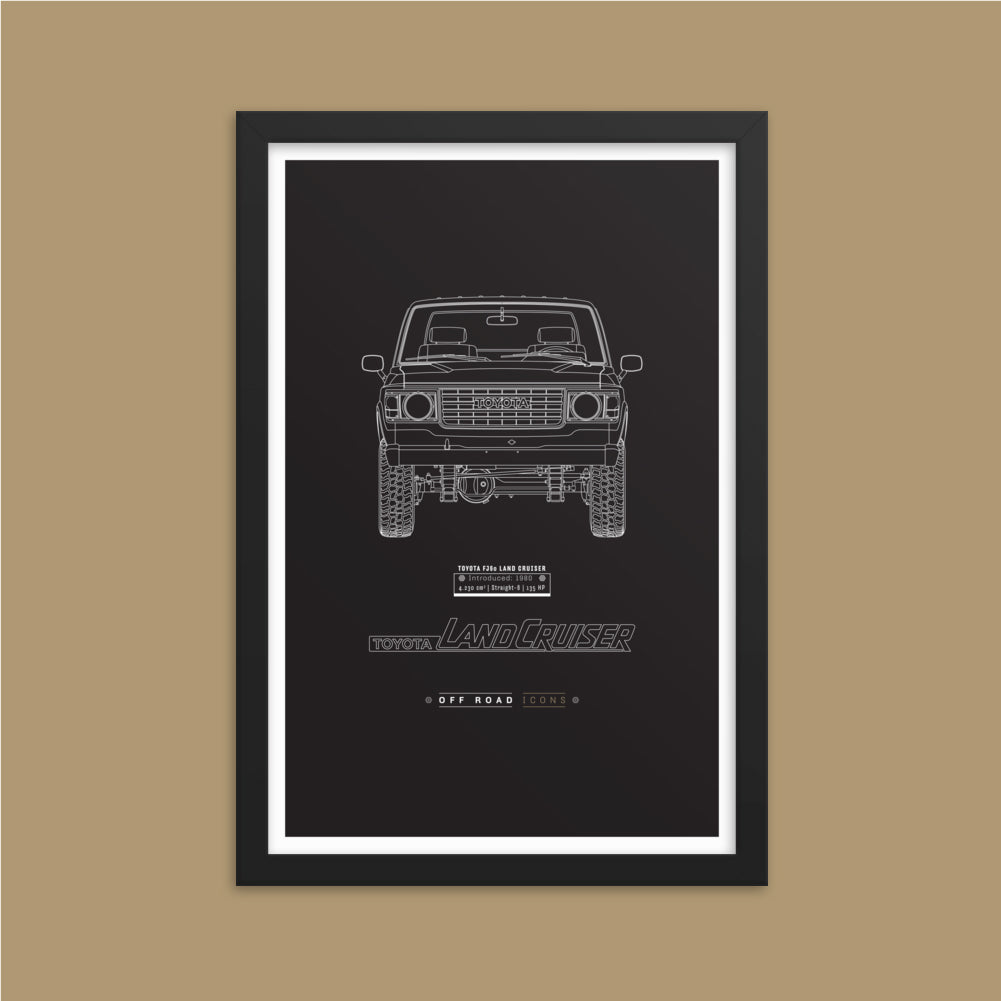 FJ60, dark blueprint - Matte Framed poster