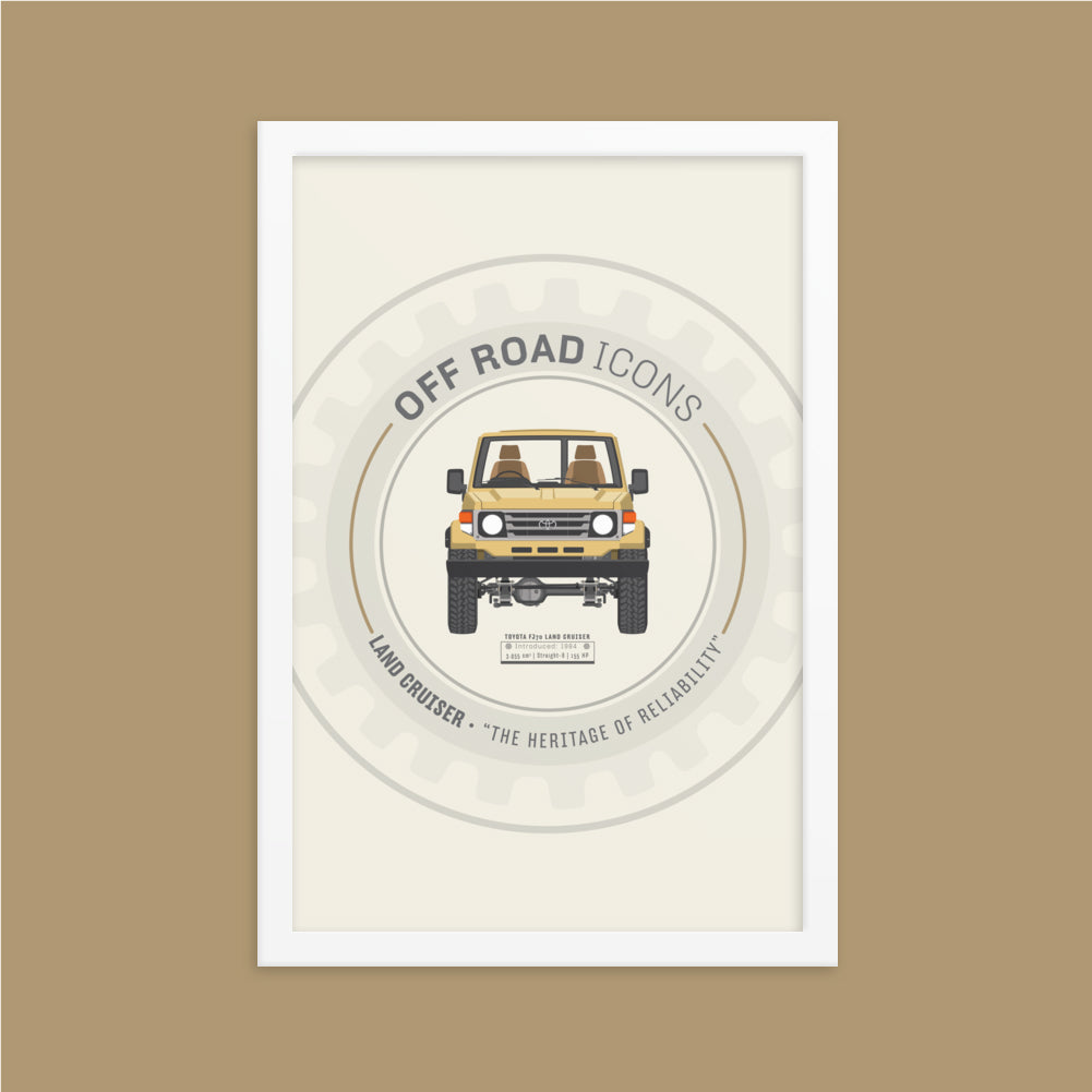 FJ70, wheel badge - Matte Framed poster