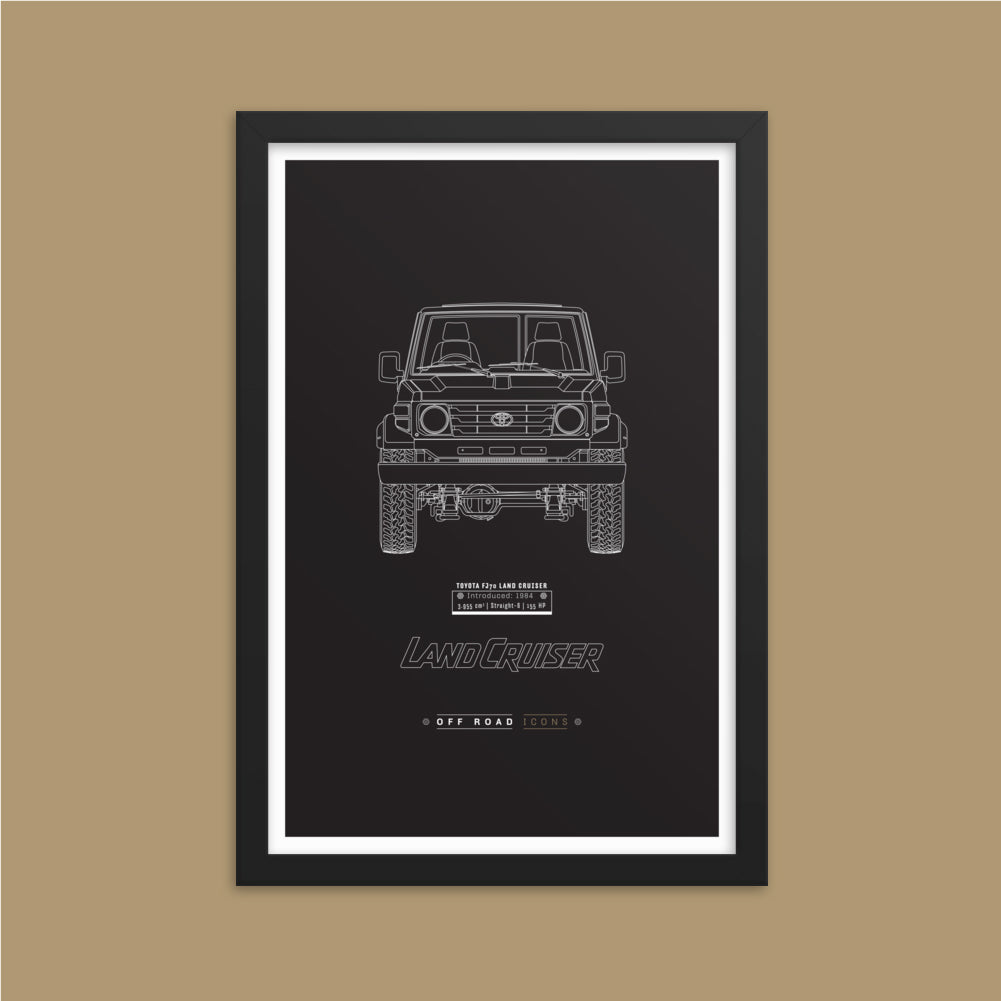 FJ70, dark blueprint - Matte Framed poster