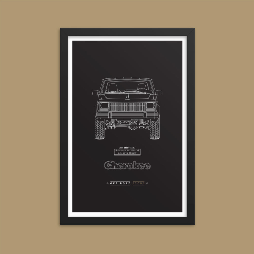 Cherokee, dark blueprint - Matte Framed poster