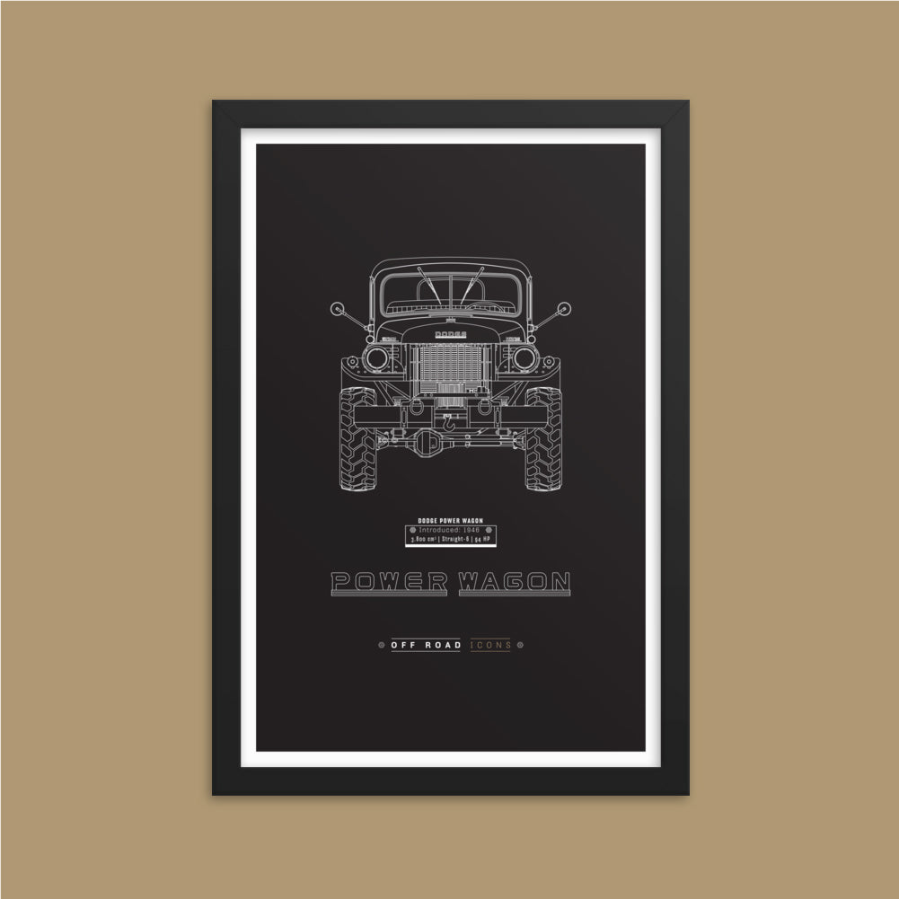 Power Wagon, dark blueprint - Matte Framed poster