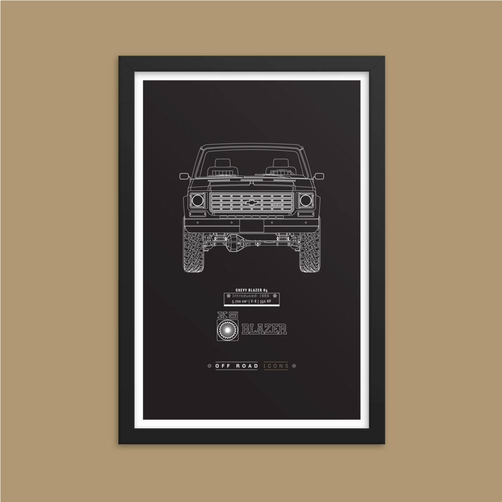 K5 Blazer, dark blueprint - Matte Framed poster