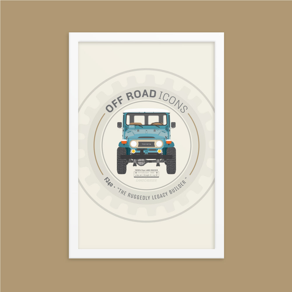 FJ40, wheel badge - Matte Framed poster