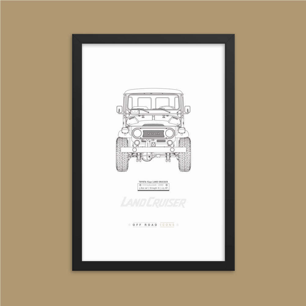 FJ40, clean blueprint - Matte Framed poster