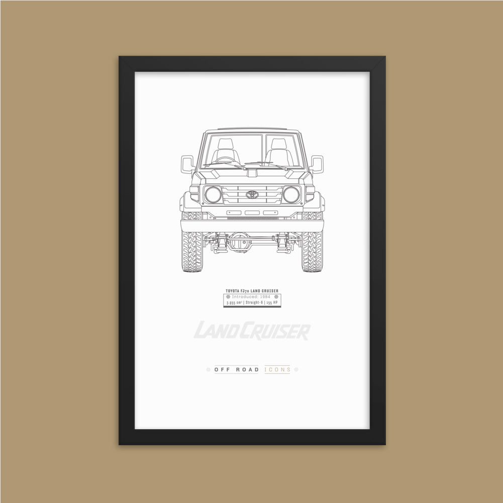 FJ70, clean blueprint - Matte Framed poster