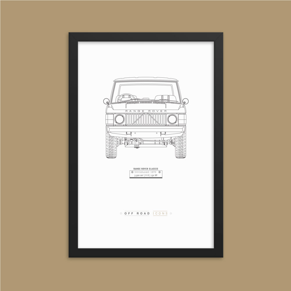 Range Rover Classic, clean blueprint - Matte Framed poster