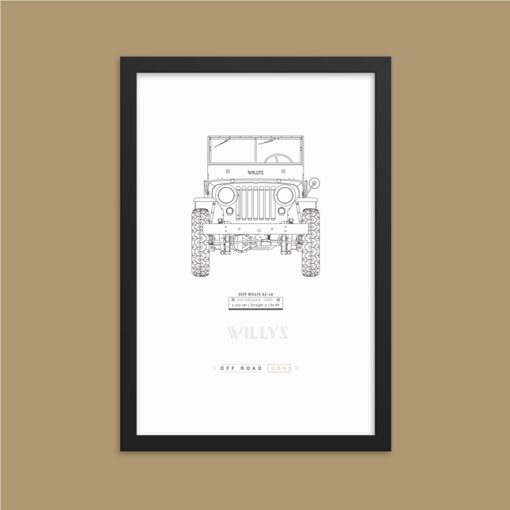 Willys, clean blueprint - Matte Framed poster