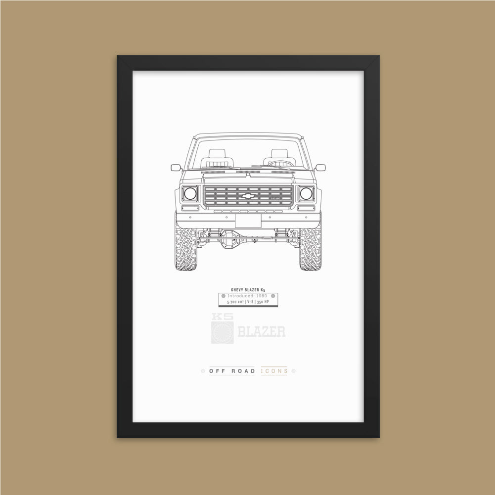 K5 Blazer, clean blueprint - Matte Framed poster