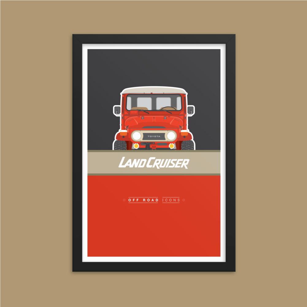 FJ40, solar red - Framed photo paper poster