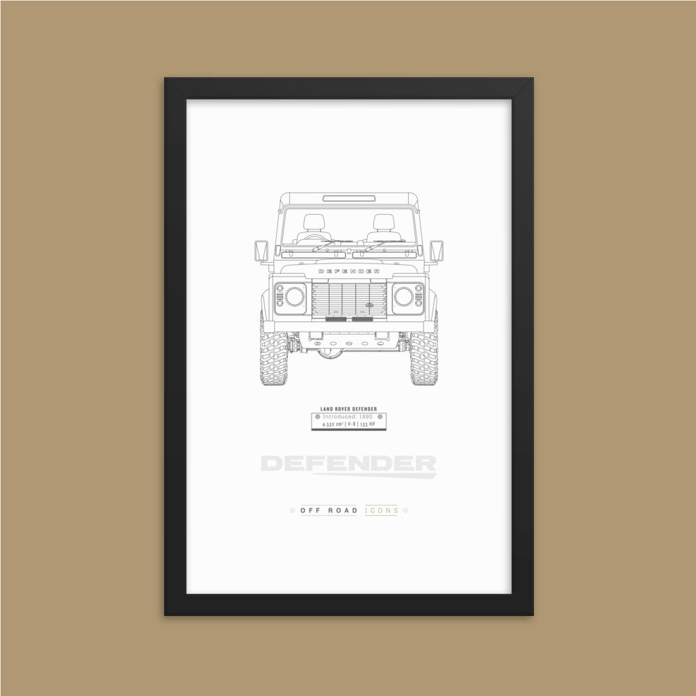 Defender, clean blueprint - Matte Framed poster