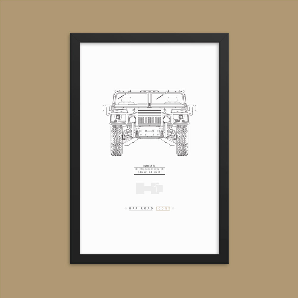 H1, clean blueprint - Matte Framed poster