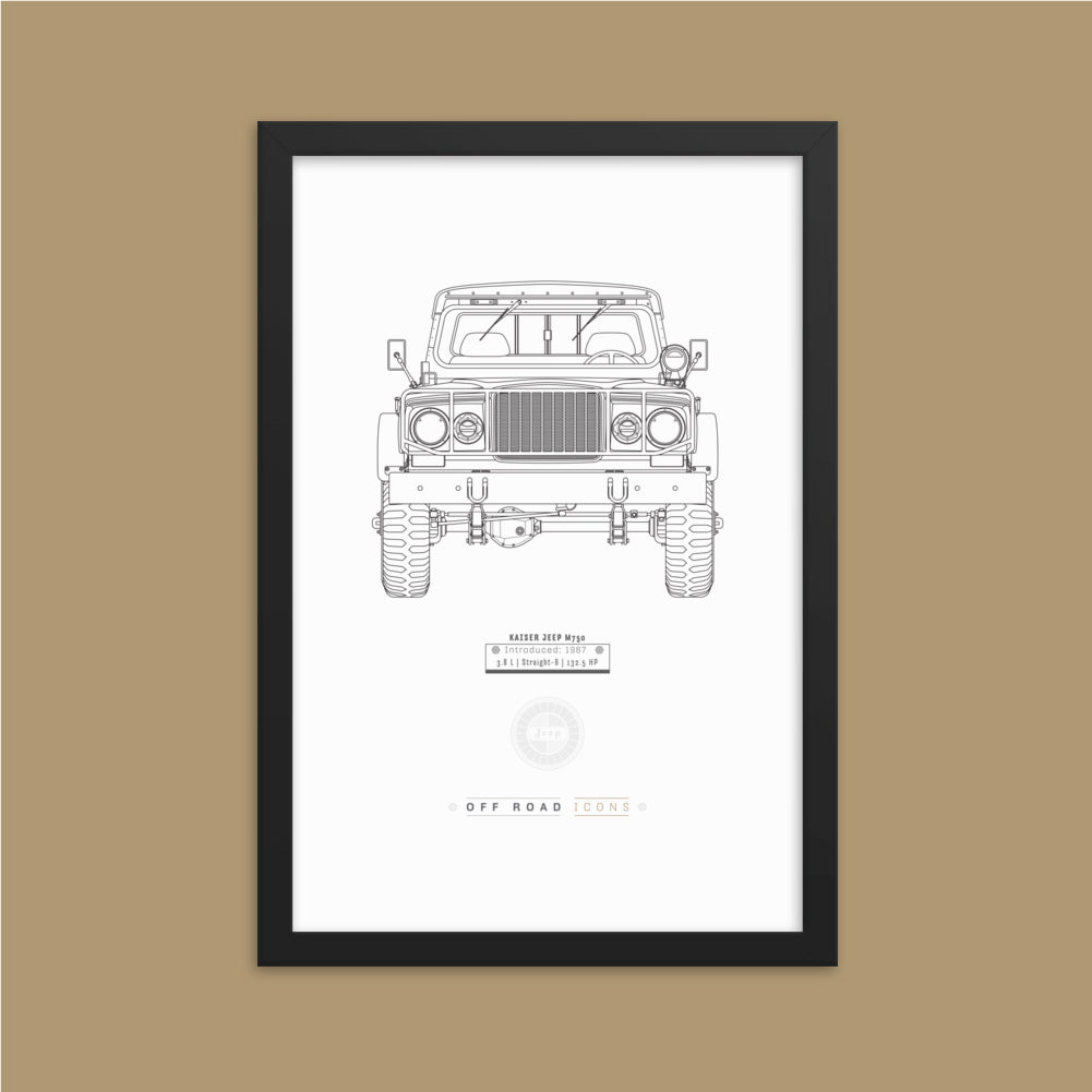 Kaiser Jeep, clean blueprint - Matte Framed poster