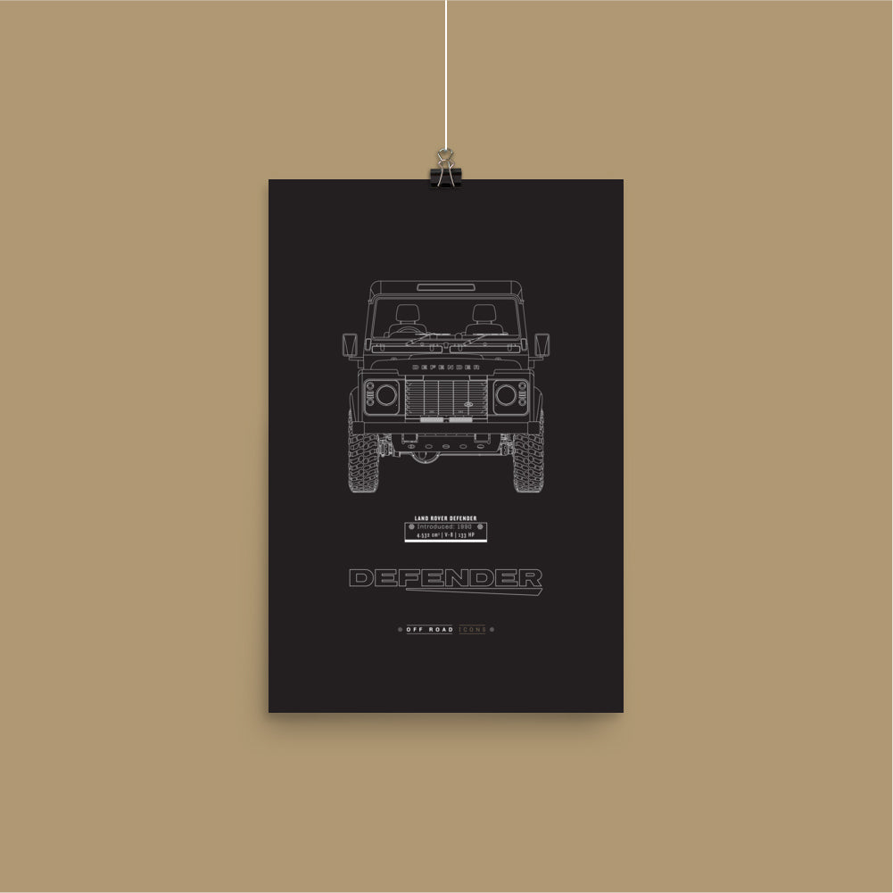 Defender, dark blueprint - Matte Poster