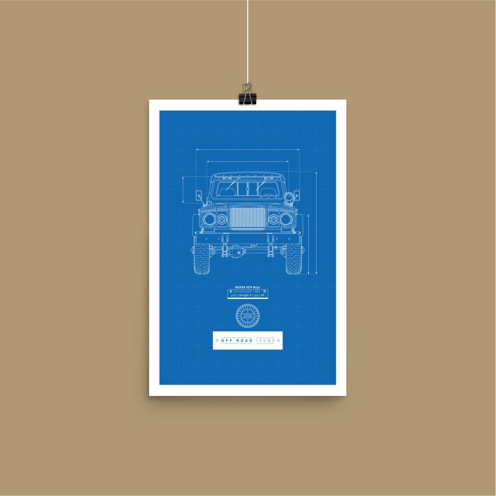 Kaiser Jeep, blueprint - Matte Poster
