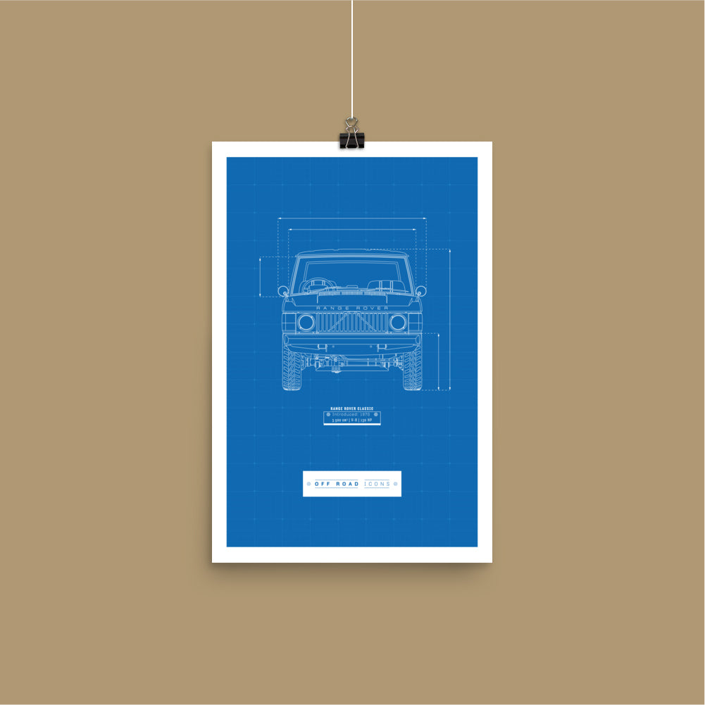 Range Rover Classic, blueprint - Poster