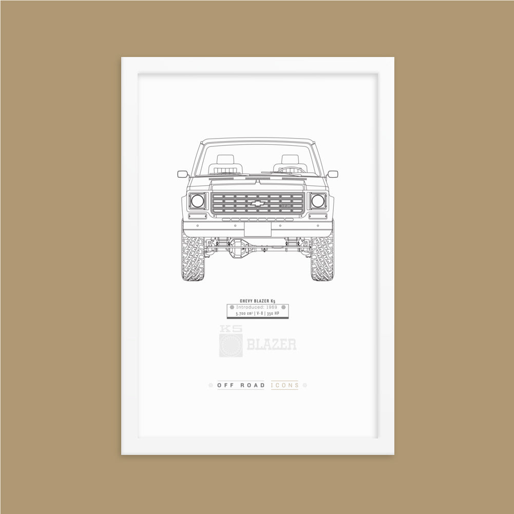 K5 Blazer, clean blueprint - Matte Framed poster