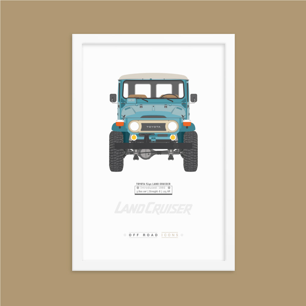 FJ40, riviera blue - Matte Framed poster