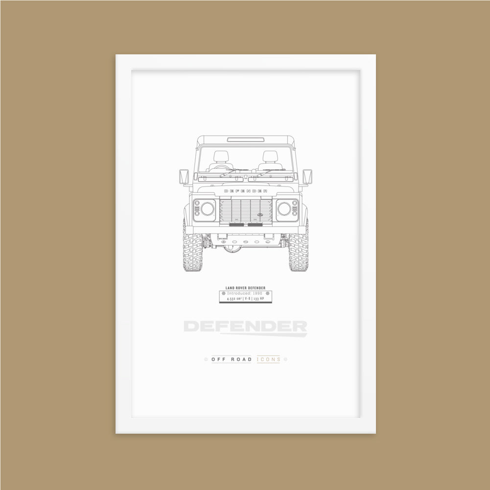 Defender, clean blueprint - Matte Framed poster
